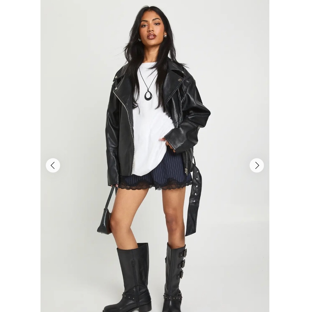 Boohoo Black Faux Leather Bomber Jacket - Picture 3 of 4